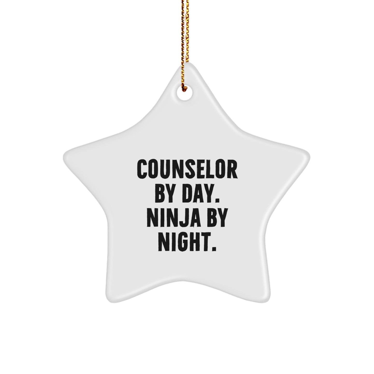 Counselor Gifts by Day, Ninja by Night Star Ornament, Funny Christmas Decor for Men, Women, Friends, Coworkers, Family - Image 1