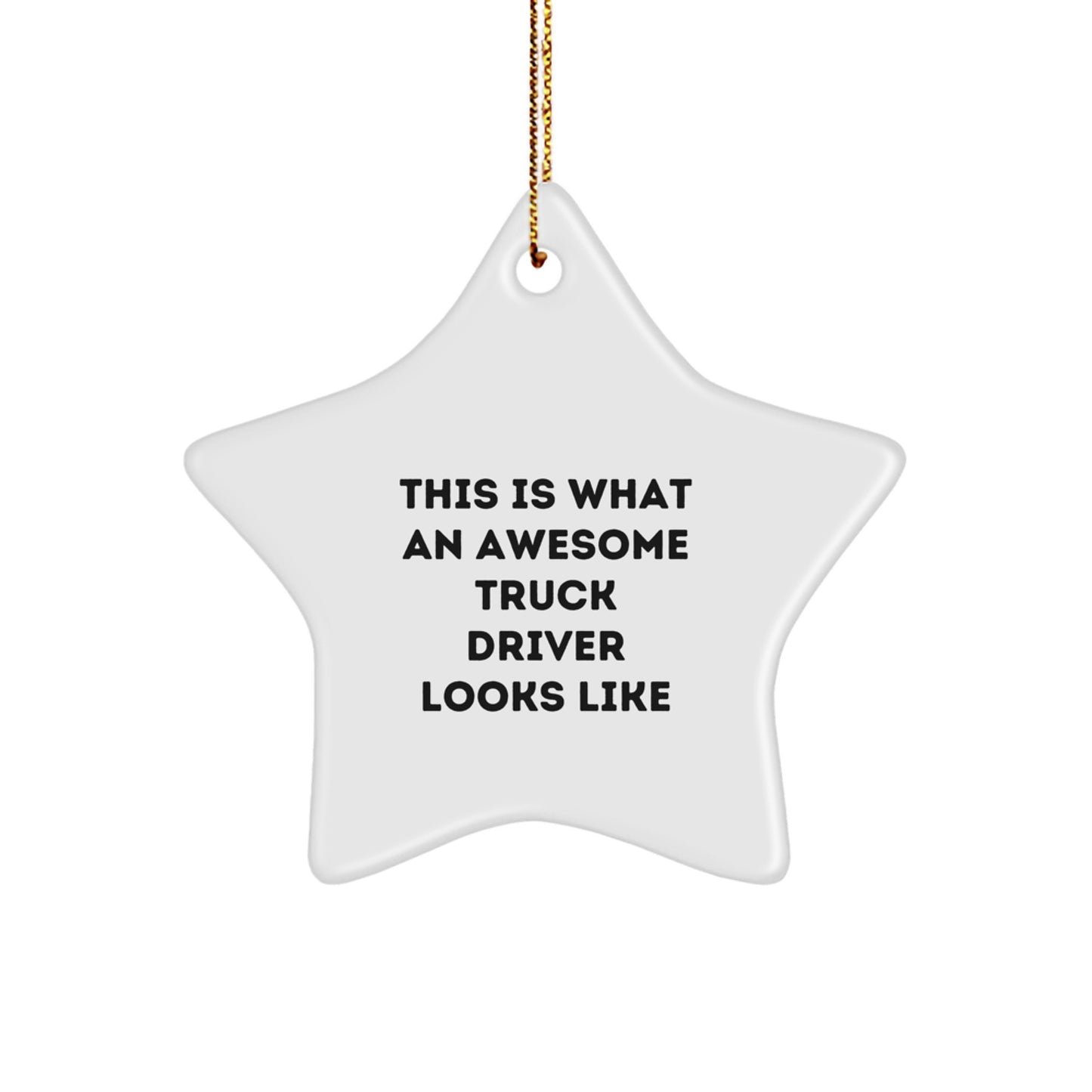 Truck Driver Gifts from Friends, 'This Is What An Awesome Truck Driver Looks Like', Star Ornament for Christmas - Image 1