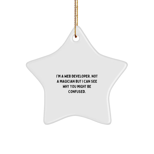 Web Developer Star Ornament, Funny Quote Gift for Men, Christmas Unique Gifts from Friends, Durable MDF Star Shaped Decoration - Image 1