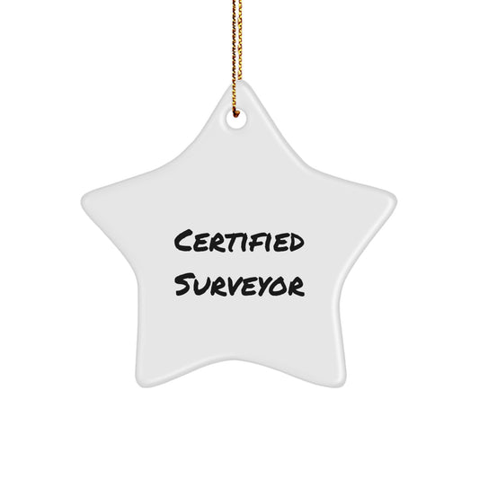 Gifts from Friends, Family, or Coworkers: Funny 'Certified Surveyor' Star Ornament for Surveyor Enthusiasts - Christmas Unique Gifts - Image 1