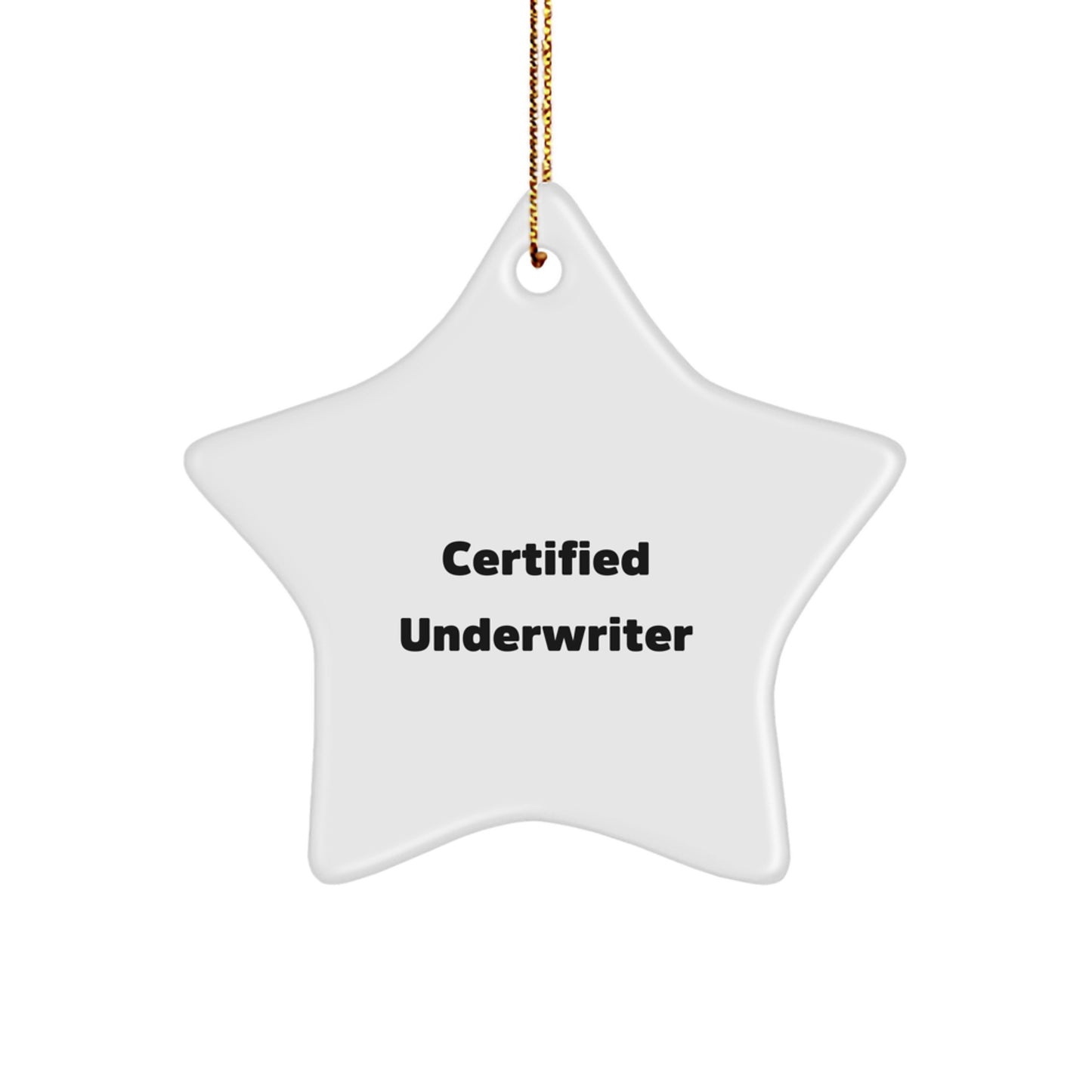 Funny Underwriter Gifts from Friends to Underwriter Men - Certified Underwriter Star Ornament for Christmas Unique Gifts - Image 1