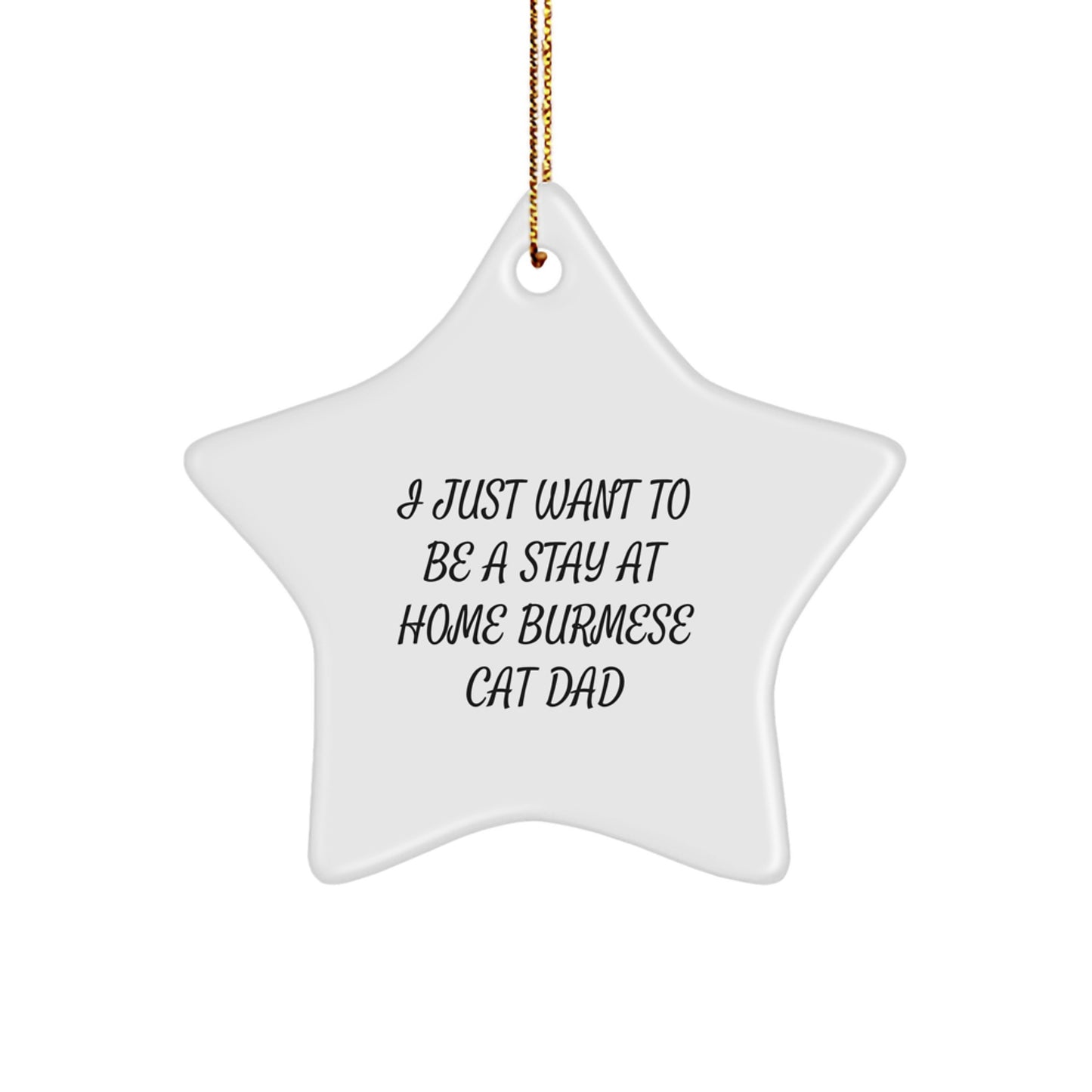 Funny Burmese Cat Dad Gifts for Christmas - I Just Want To Be A Stay At Home Burmese Cat Dad Star Ornament from Friends - Image 1