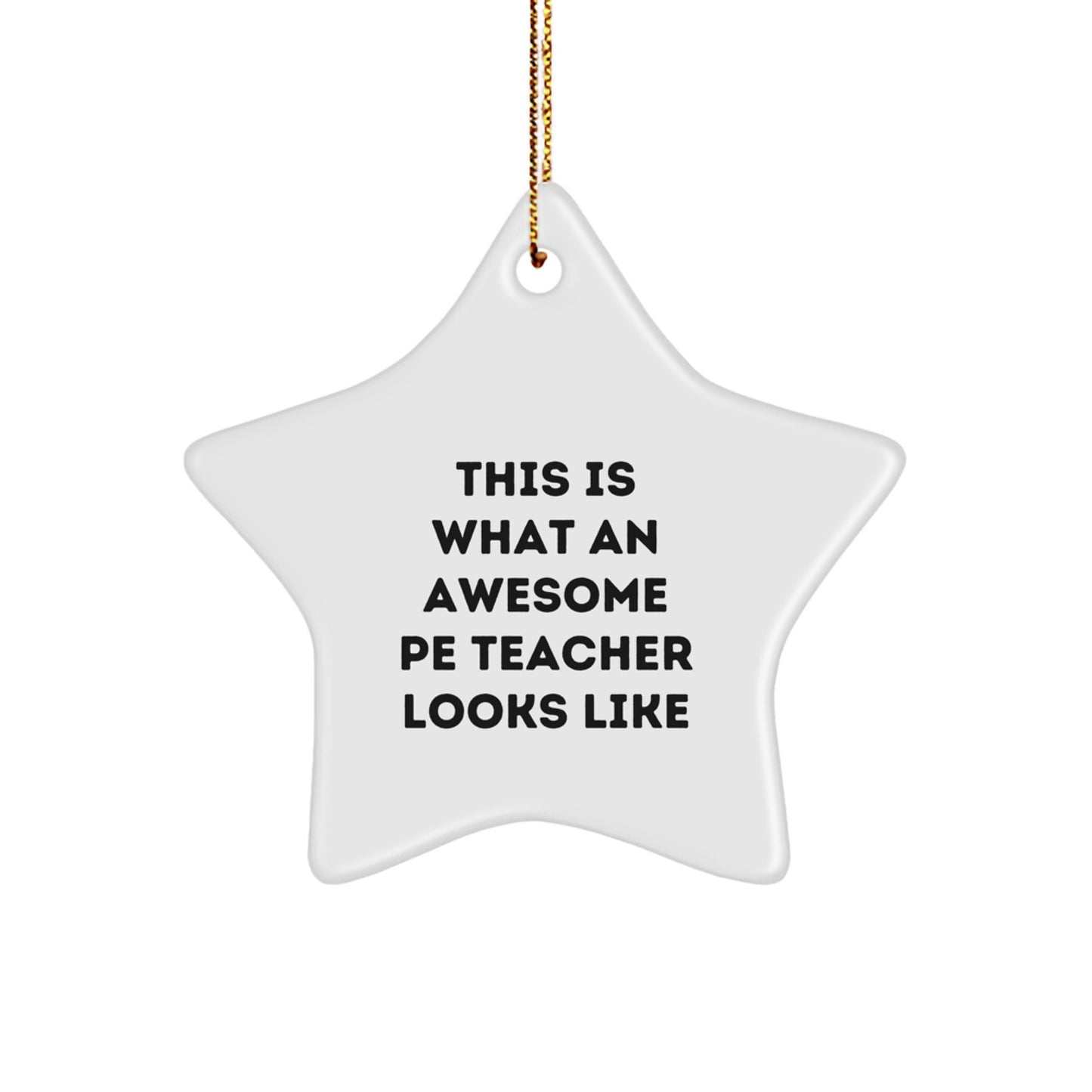 Funny PE Teacher Gifts for Women, Star Ornament, This Is What An Awesome PE Teacher Looks Like, Christmas Unique Decorations Gifts from Friends and Family - Image 1