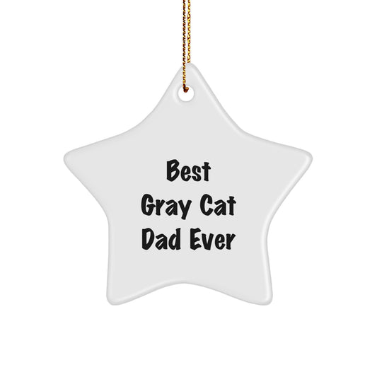 Gray Cat Dad Ever's Star Ornament Gift from Family for Christmas - Image 1