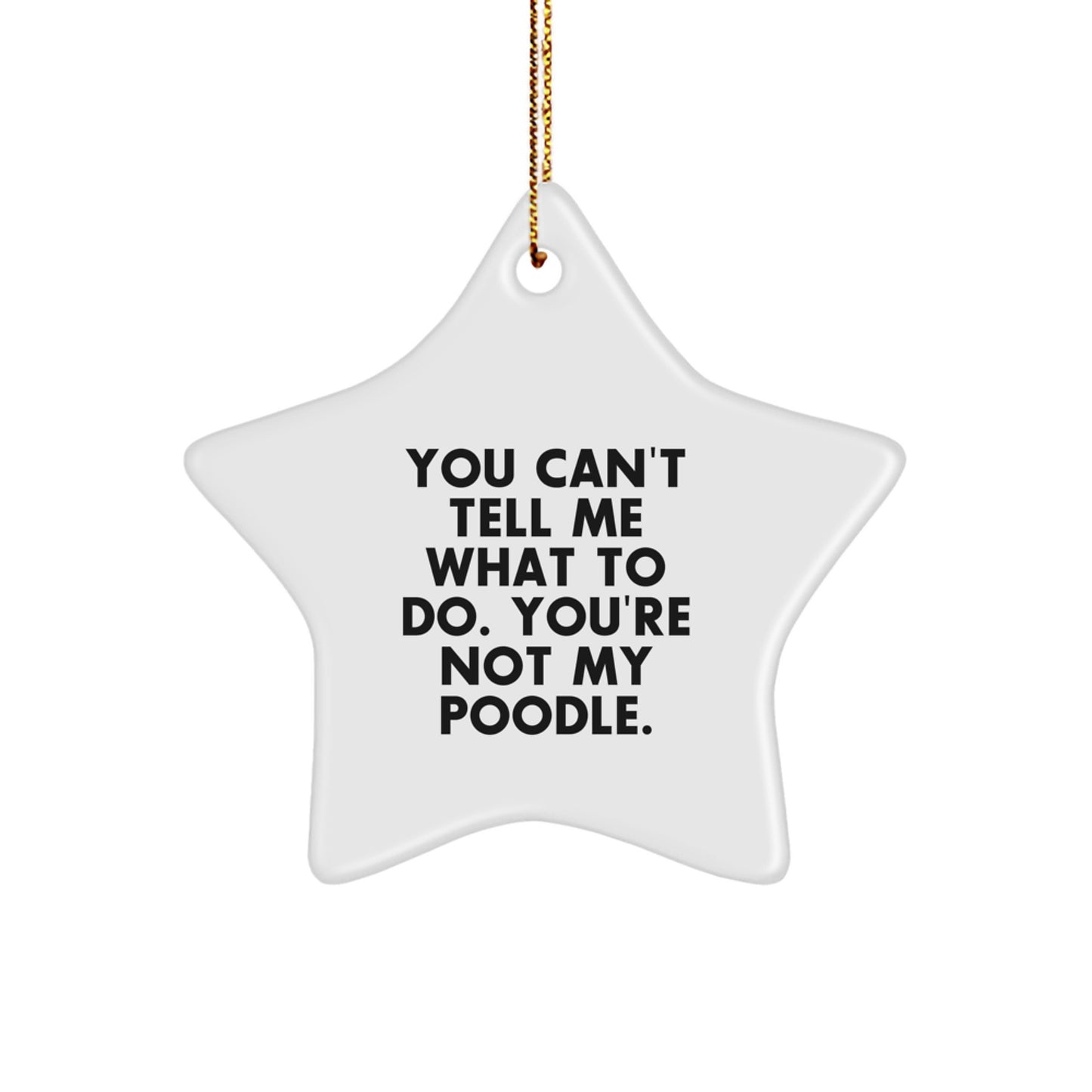 Funny Poodle Dog Gifts from Friends, Christmas Star Ornament for Poodle Lovers, 'You Can't Tell Me What To Do. You're Not My Poodle.' - Image 1