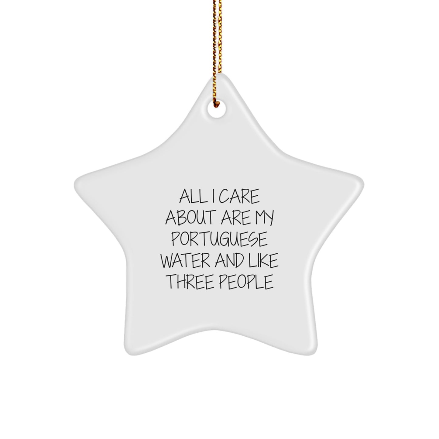 Portuguese Water Dog Lover's Unique Christmas Unique Gift Ideas - 'All I Care About Are My Portuguese Water...' Star Ornament Gifts from Family, Friends, or Coworkers - Image 1