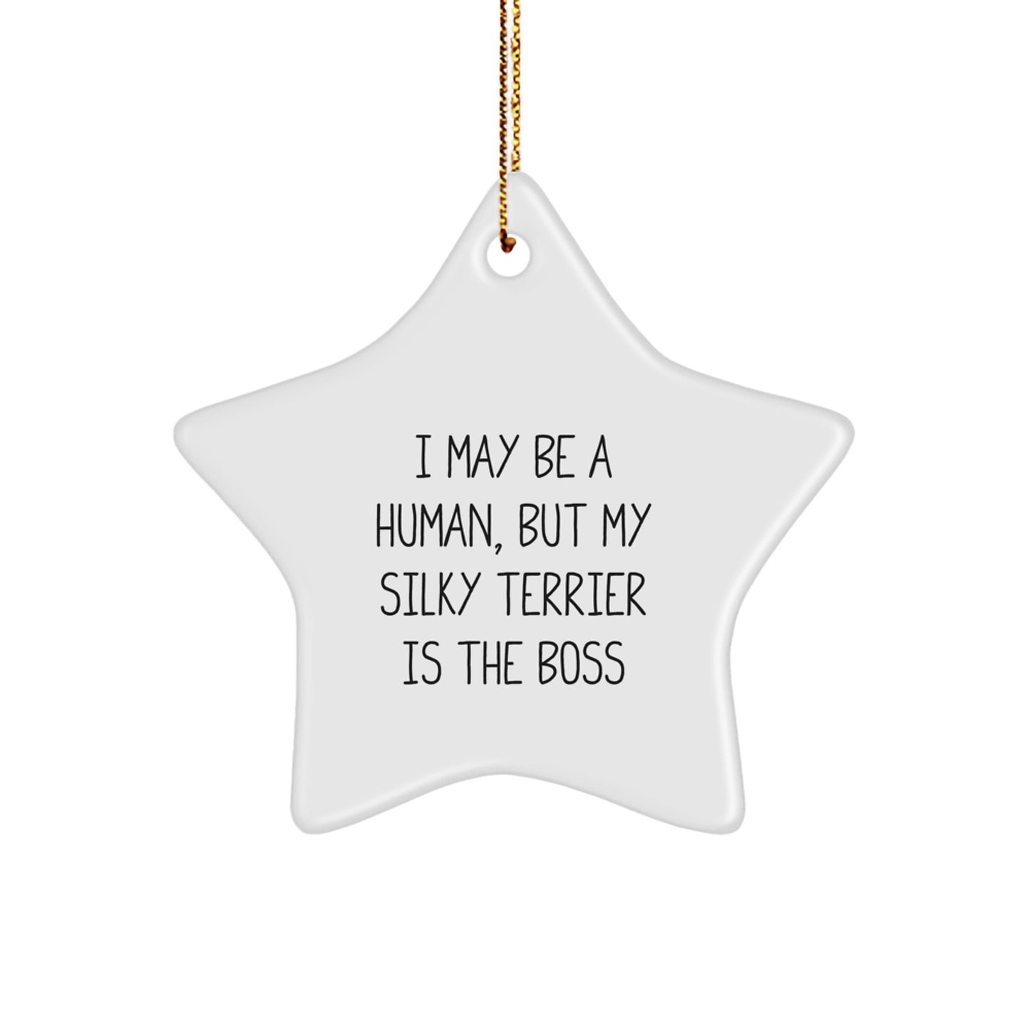 Funny Silky Terrier Dog Gifts for Men Women Friends Family - Star Ornament I May Be A Human, But My Silky Terrier Is The Boss Christmas Unique Gift - Image 1