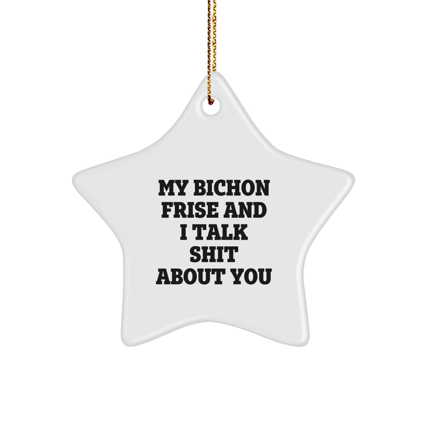 Funny Bichon Frise Dog Gifts from Men to Family, Star Ornament for Christmas Unique Gifts, My Bichon Frise And I Talk Shit About You Bichon Frise Dog Lover - Image 1