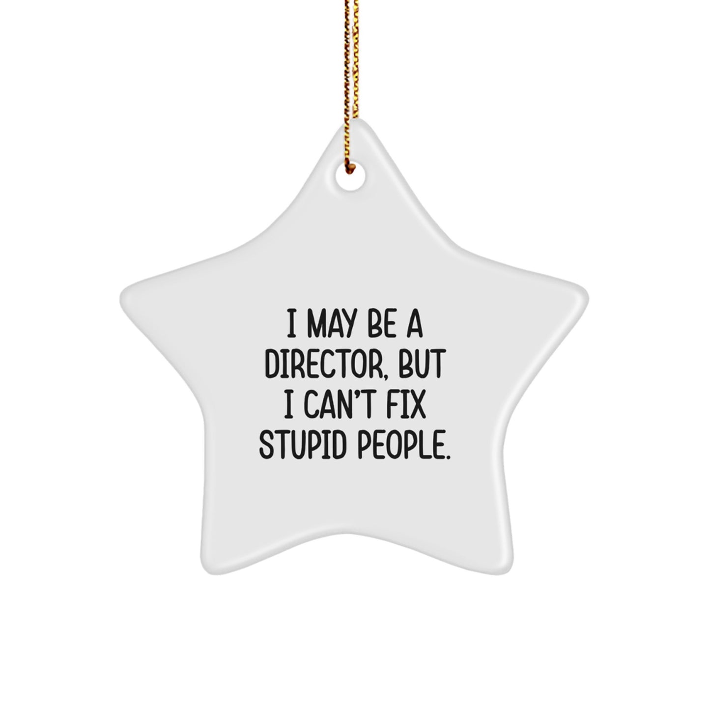 Funny Director Gifts from Men to Women, I May Be A Director, But I Can't Fix Stupid People. - Star Ornament, White, Christmas Unique Gifts - Image 1