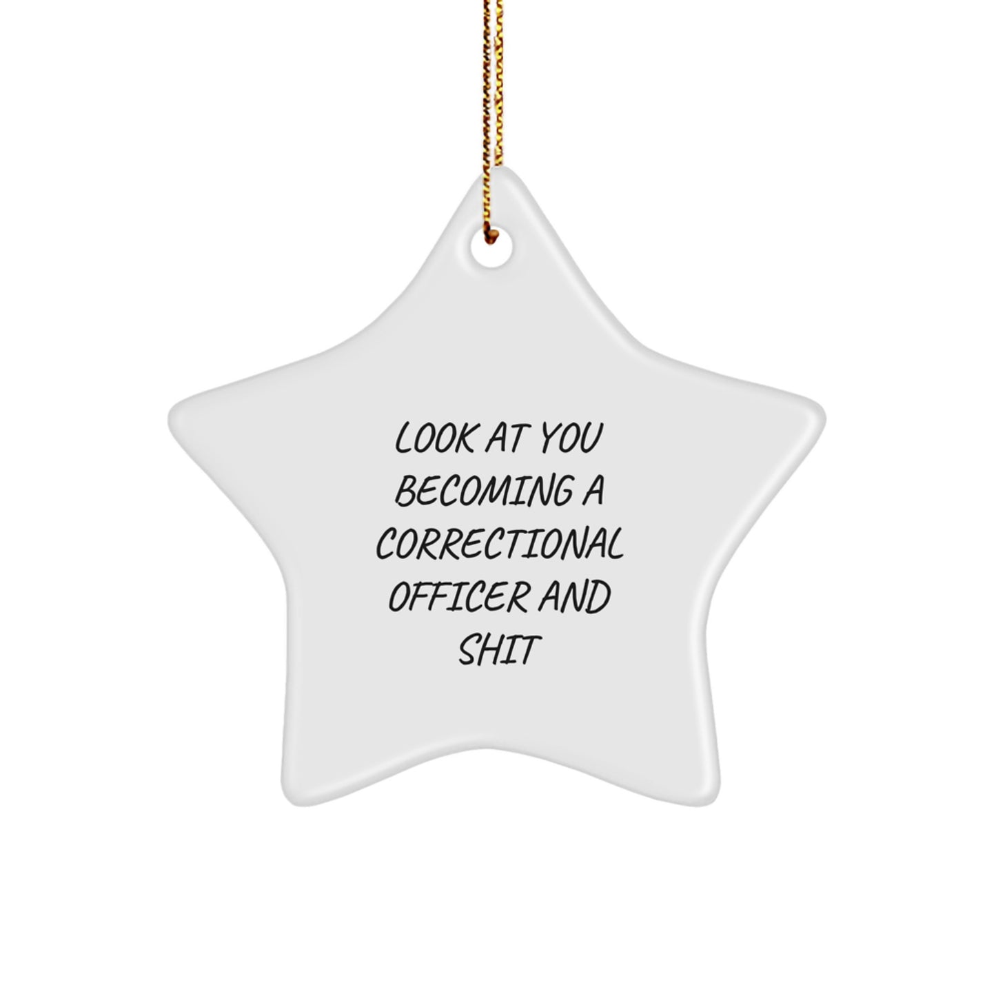Funny Correctional Officer Gifts for Men, White Star Ornament, Gifts from Friends or Coworkers, Look At You Becoming A Correctional Officer And Shit - Image 1
