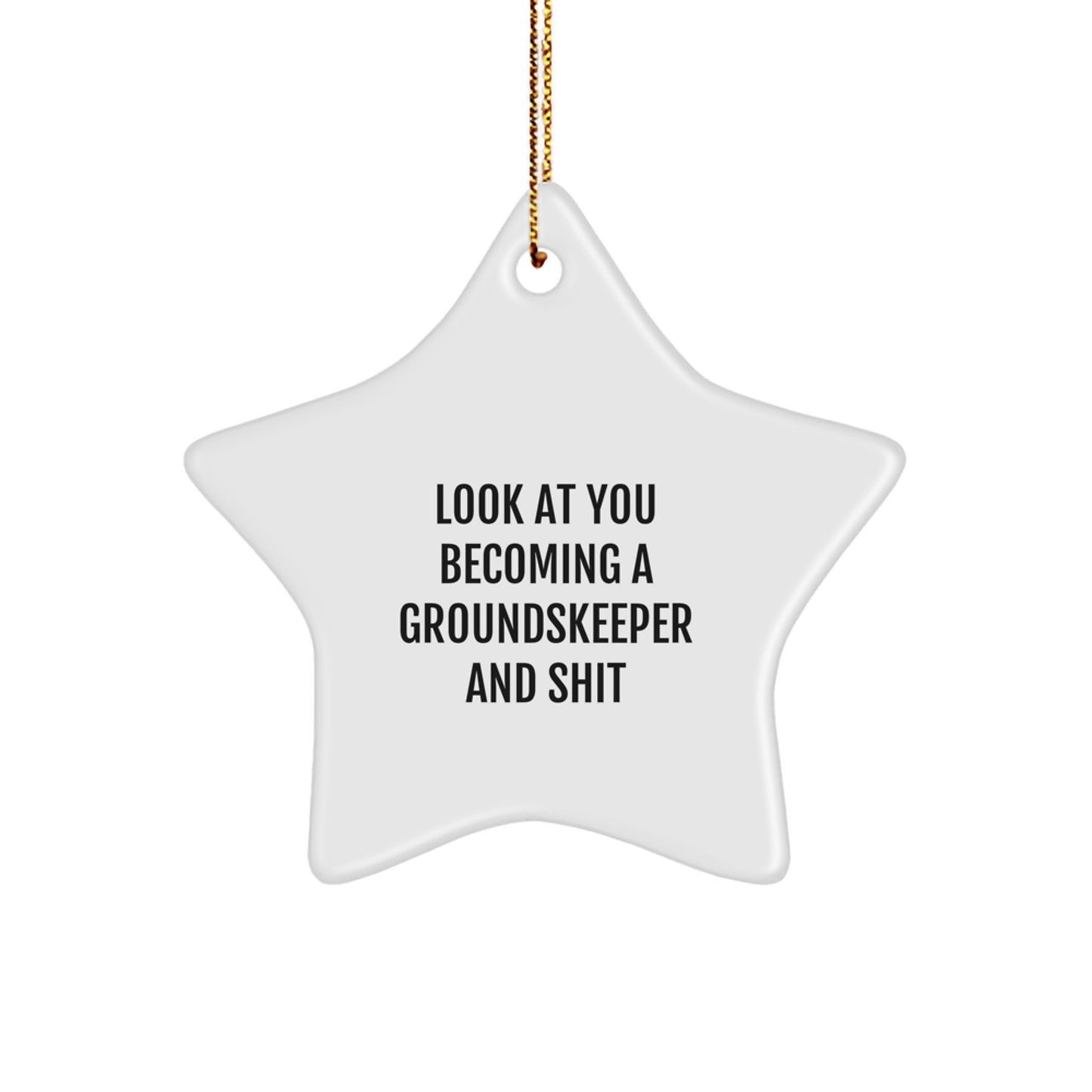 Funny groundskeeper Gifts from Friends, Unique Christmas Unique Gifts for groundskeeper, White Star Ornament with Inspirational Quote - Image 1