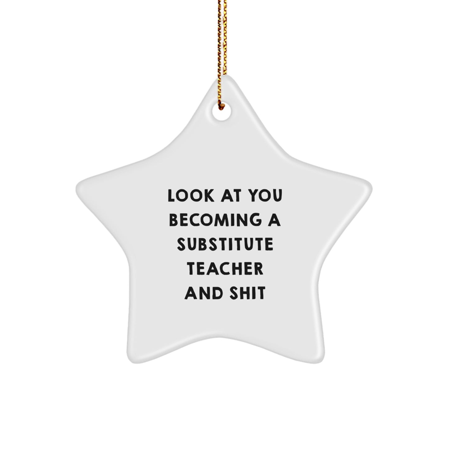 Gifts from Friends to Substitute Teacher Star Ornament Funny Look At You Becoming A Substitute Teacher And Shit Christmas Unique Gifts - Image 1