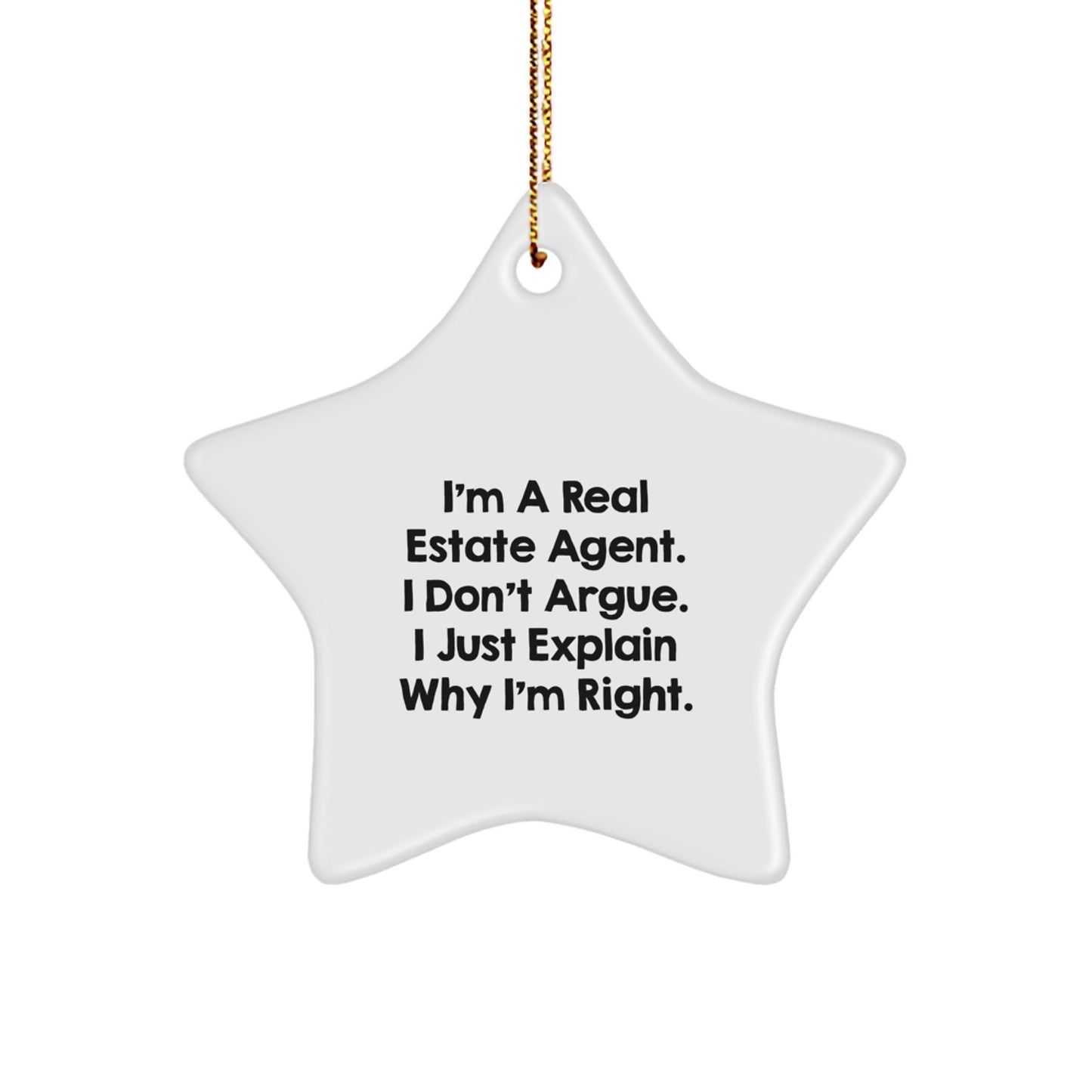 Funny Real Estate Agent Gifts from Friends for Christmas Unique Star Ornament with Inspirational Quote - Image 1