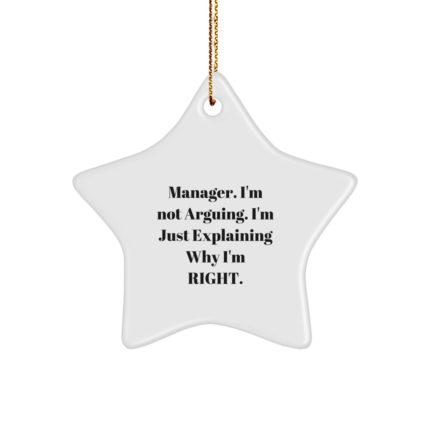 Funny Manager Gifts, Star Ornament Manager Explaining Why I'm Right, Christmas Decorations for Office - Image 1