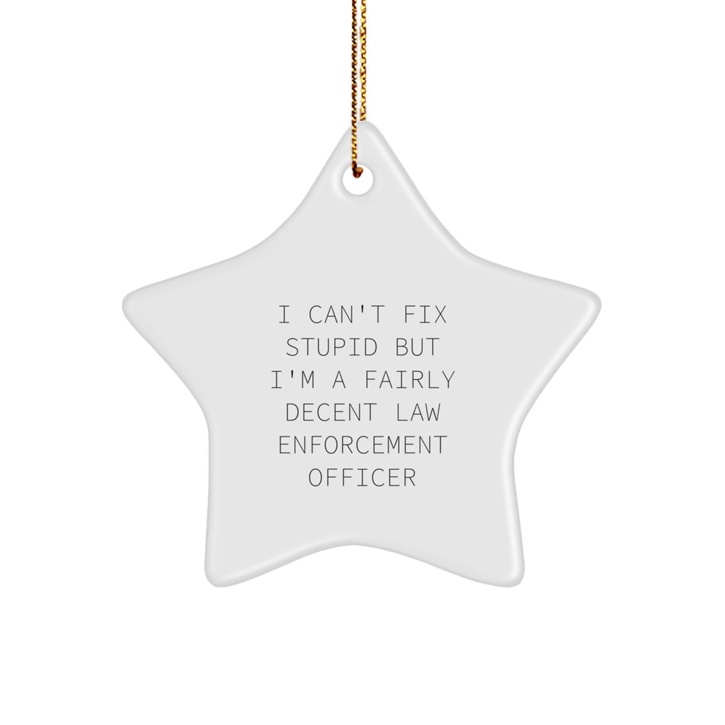 Funny Law Enforcement Officer Gifts, I Can't Fix Stupid But I'm A Fairly Decent Gifts from Friends to Law Enforcement Officers, Star Ornament for Christmas Unique Gifts - Image 1