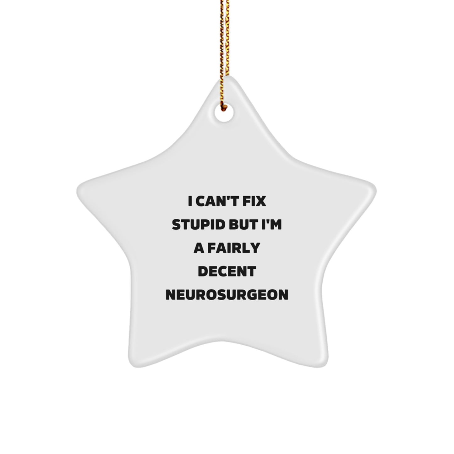 Funny Neurosurgeon Gifts from Friends for Christmas Star Ornament I Can't Fix Stupid - Image 1