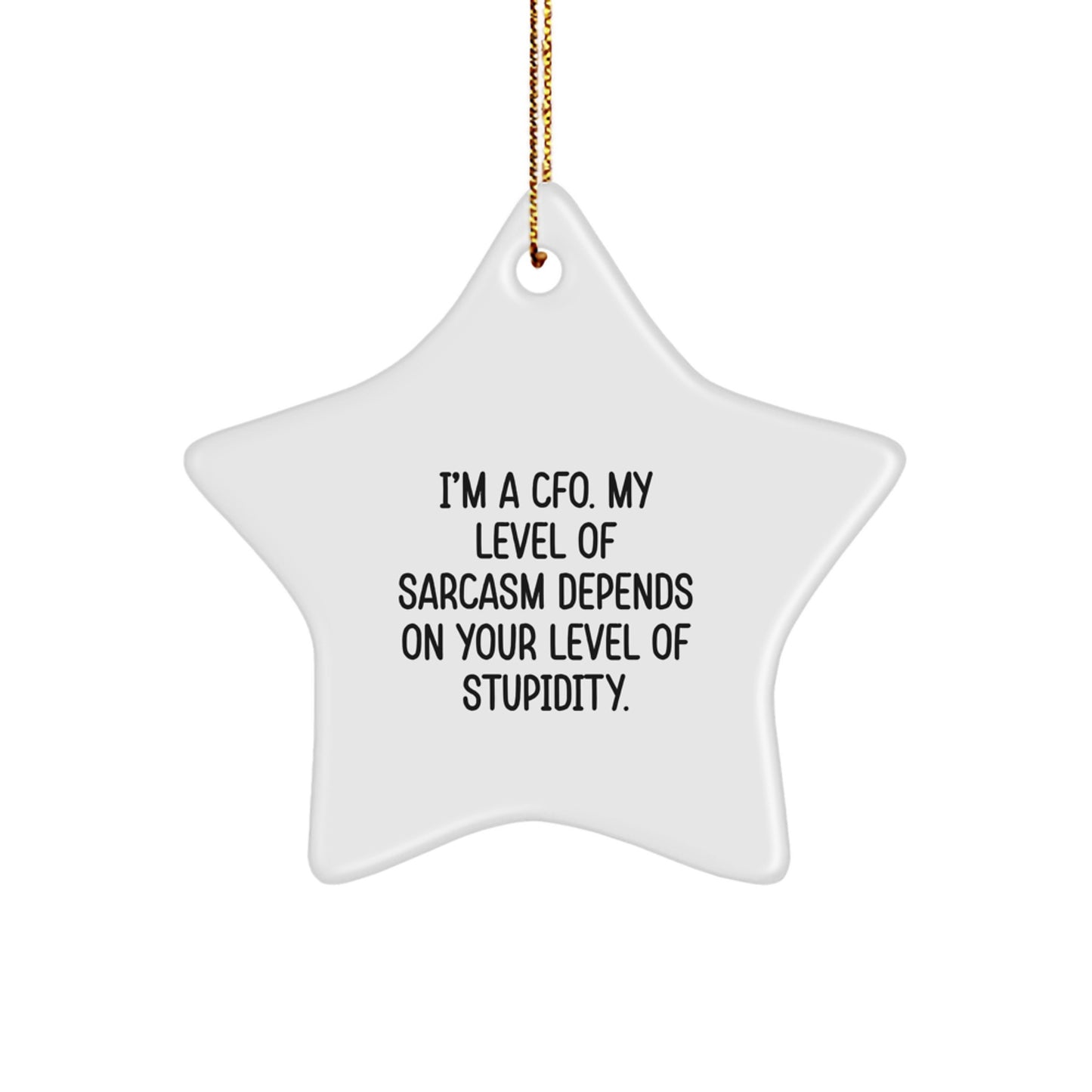 Funny CFO Christmas Unique Gift, Star Ornament for CFO Colleagues, Friends and Family Unique Gifts from Men, Women, Coworkers, Inspirational CFO Quotes, Sarcasm Level Depends on Stupidity - Image 1