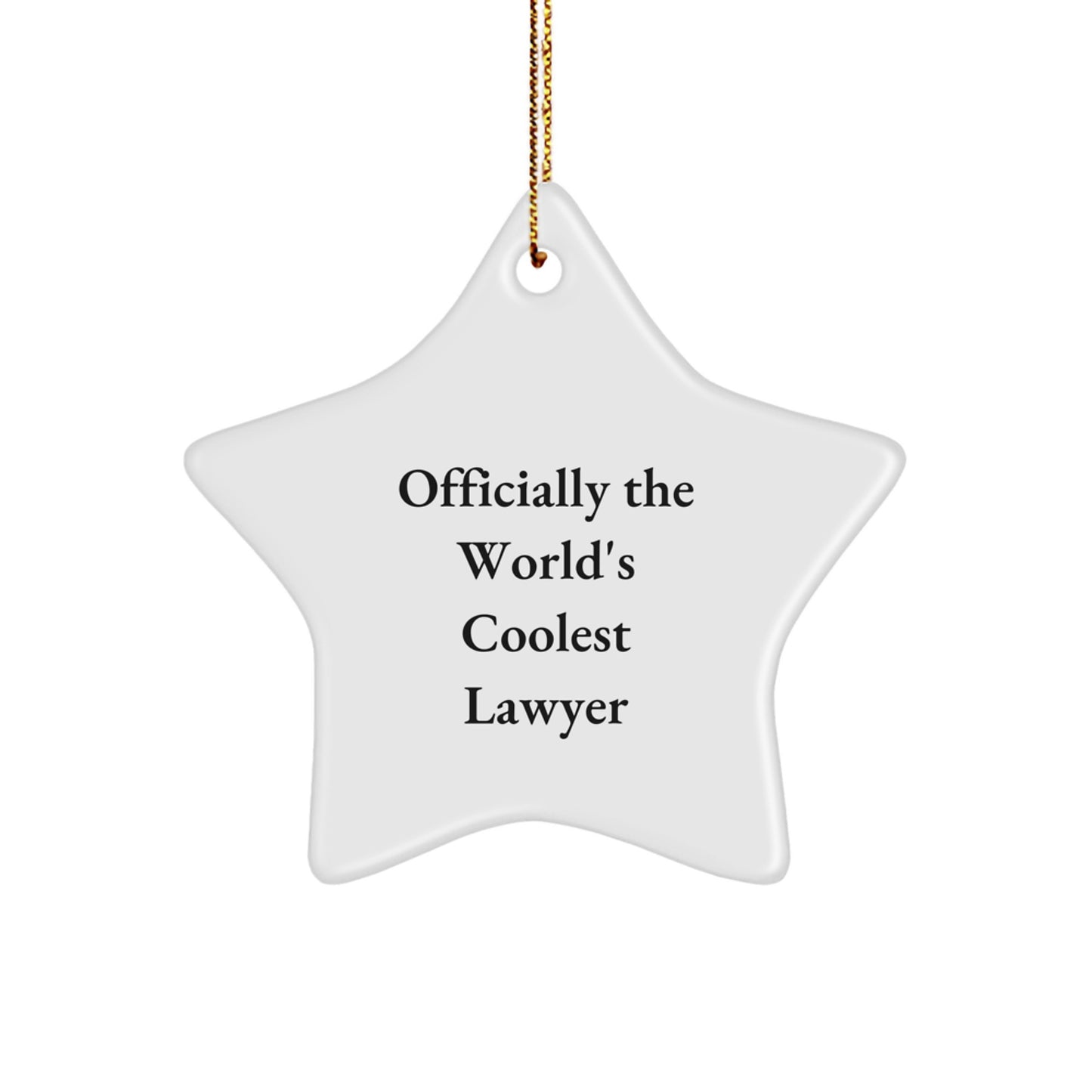 Funny Lawyer Gifts from Men for Christmas Unique, Star Ornament Officially The World's Coolest Lawyer, White Star Shaped - Image 1