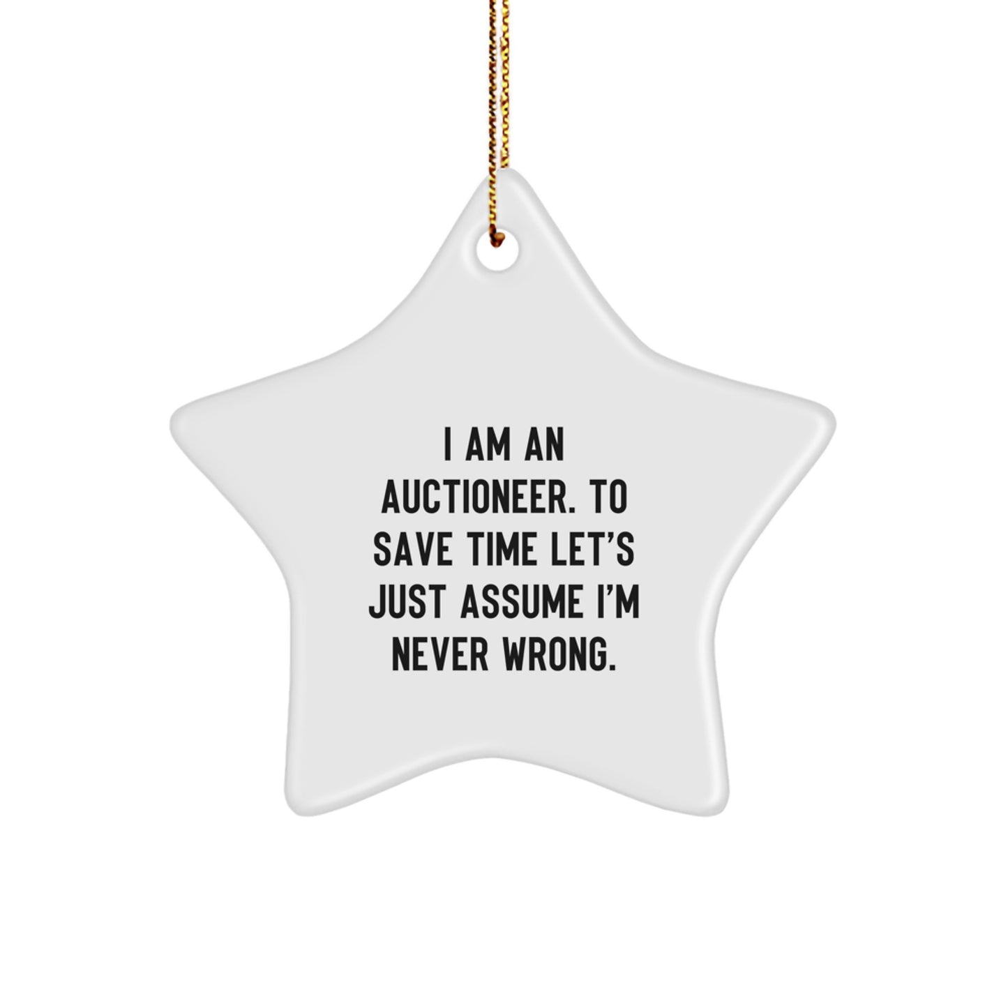Funny Auctioneer Gifts from Men to Friends - Star Ornament, Christmas Unique Gifts for Auctioneers - Image 1