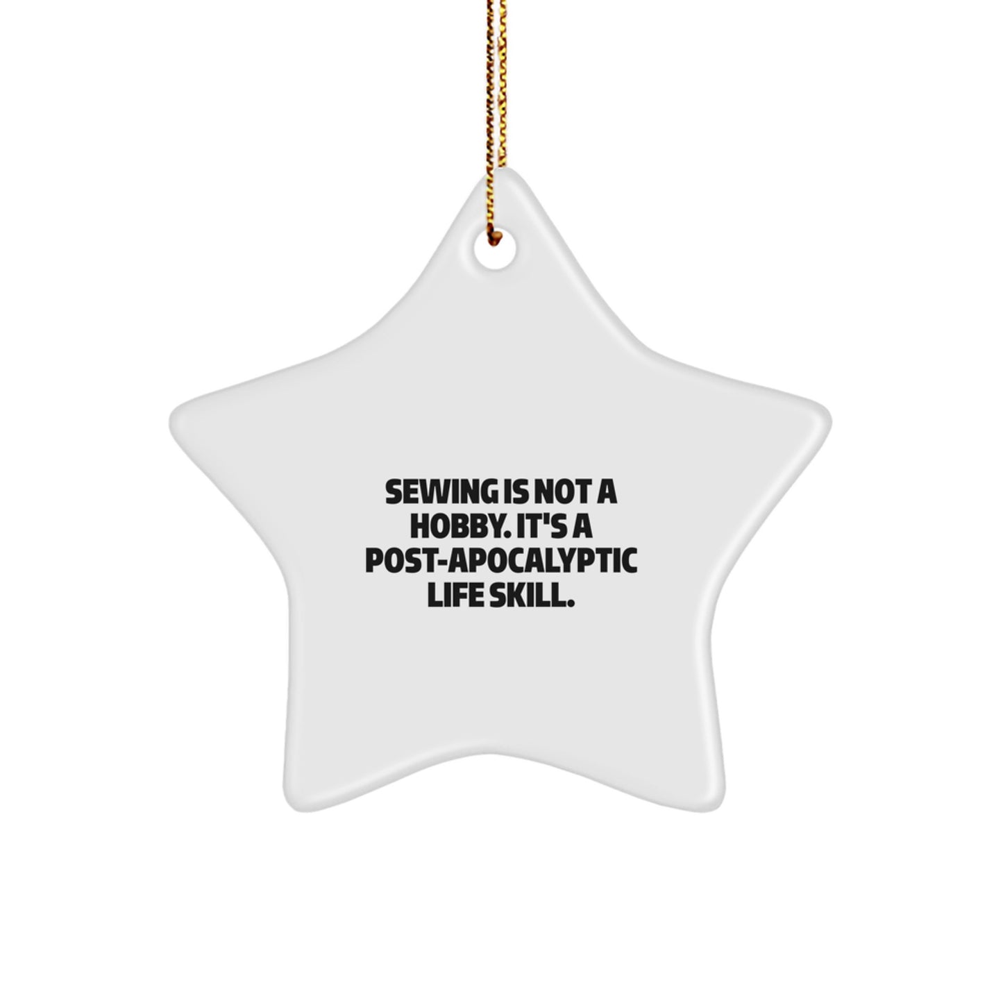 Funny Sewing Gifts from Men to Friends for Sewing Enthusiasts, Star Ornament, White Christmas Unique Decoration - Image 1