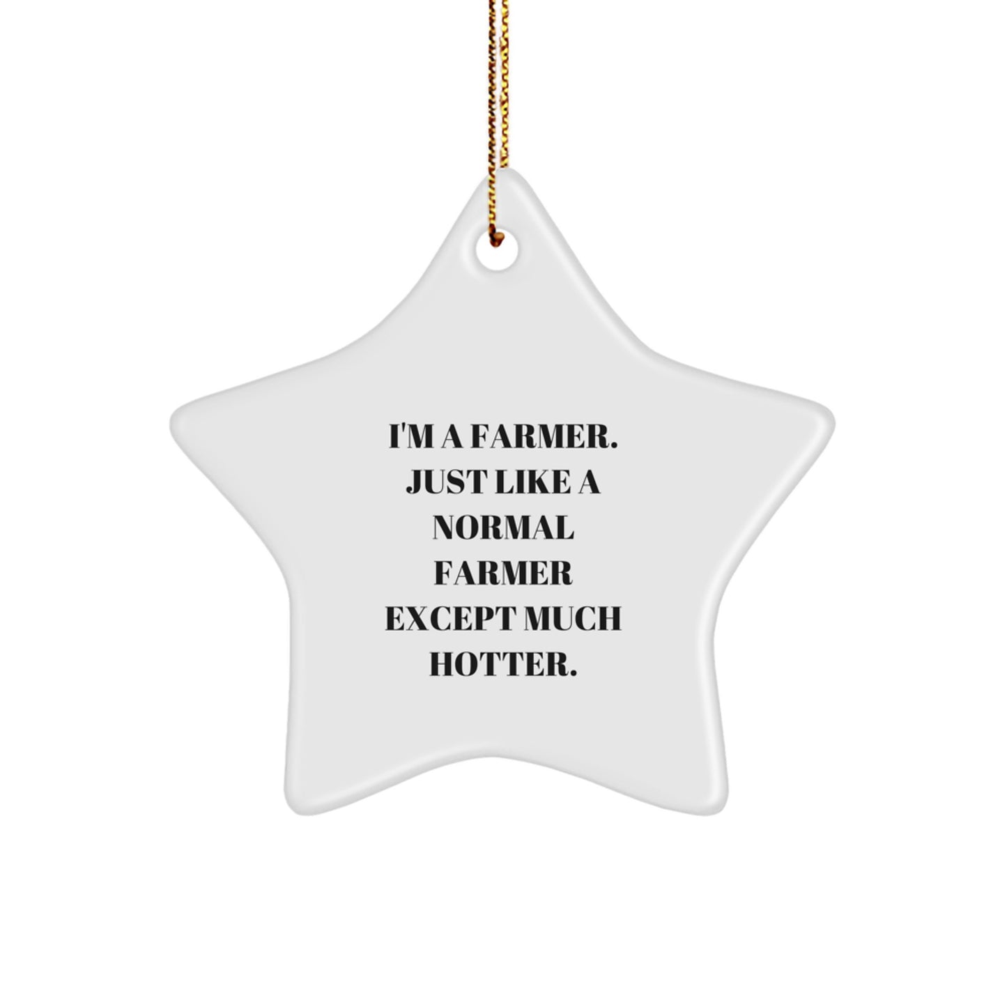 Funny Farmers Star Ornament Gifts from Friends and Family for the Holiday Season - 'I'm A Farmer. Just Like A Normal Farmer Except Much Hotter.' - Image 1