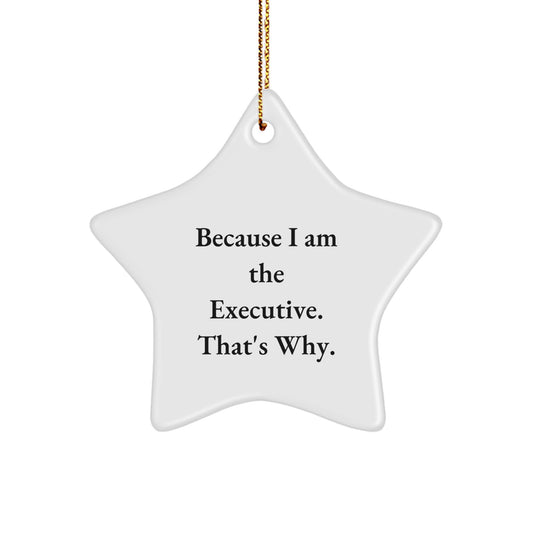 Gifts from Men - Executive Star Ornament with Funny Quote Because I Am The Executive. That's Why., Perfect for Christmas Unique Gifts for Executive Friends Family - Image 1