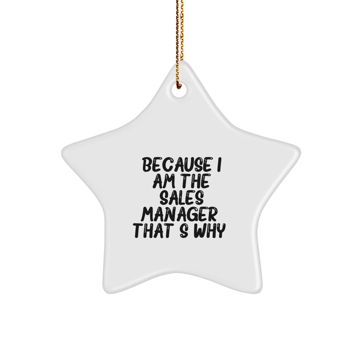 Funny Sales Manager Gifts because I Am The Sales Manager. That's Why. Star Ornament Christmas Unique Gifts from Friends - Image 1