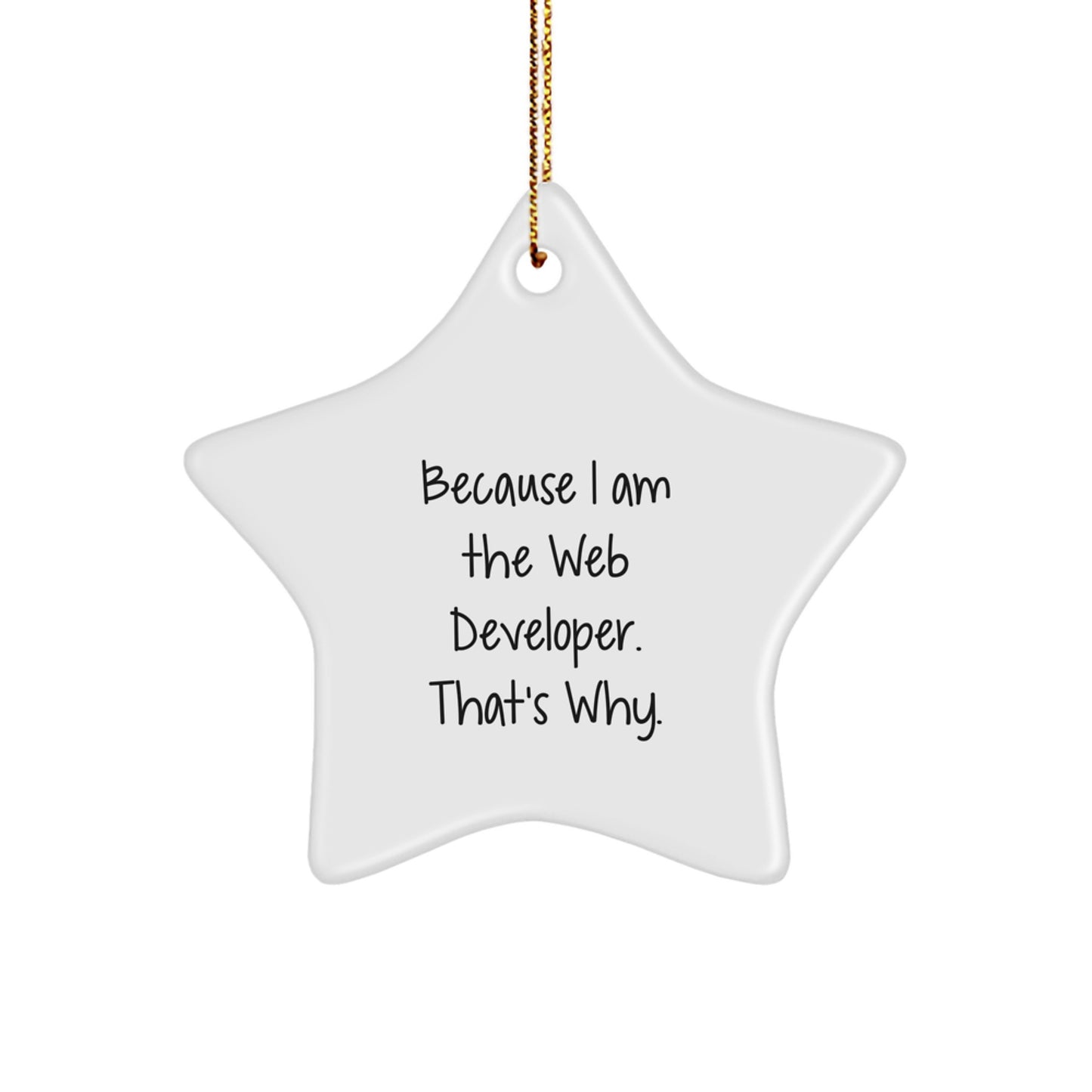 Funny Web Developer Star Ornament Gifts from Friends, Christmas Unique Gifts for Men, Women, Coworkers, Family, 'Because I Am The Web Developer. That's Why.' - Image 1