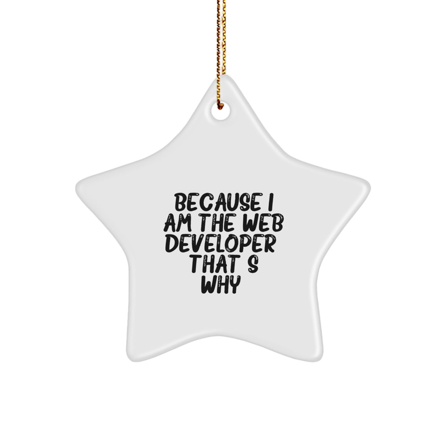 Funny Star Ornament Gifts from Friends to Web Developers, Unique Christmas Decorations for Men, Women, Coworkers - 'Because I Am The Web Developer. That's Why.' - Image 1