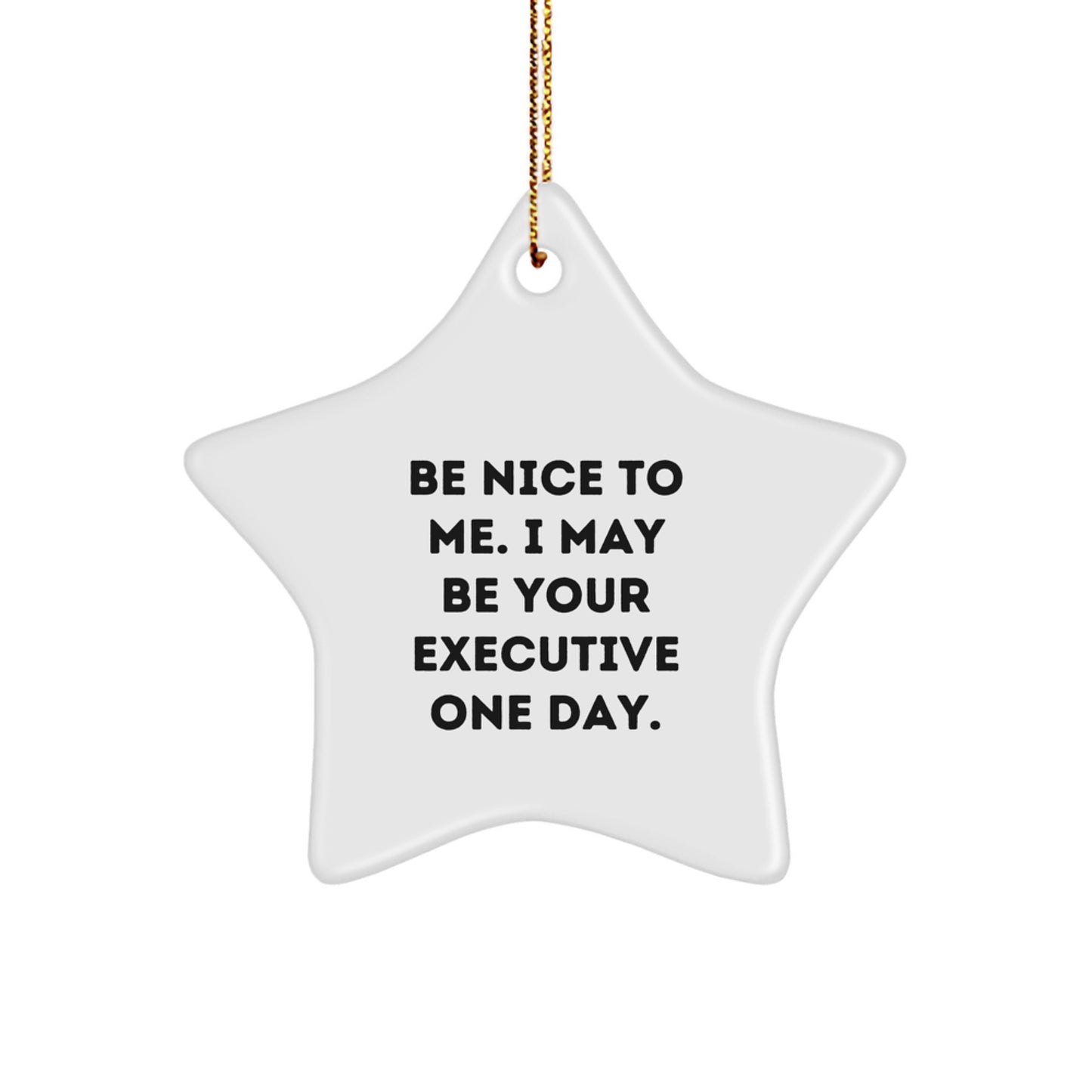 Funny Executive Gifts from Men or Women, Star Ornament, Be Nice To Me I May Be Your Executive One Day, Christmas Unique Presents for Executive Friends and Family - Image 1