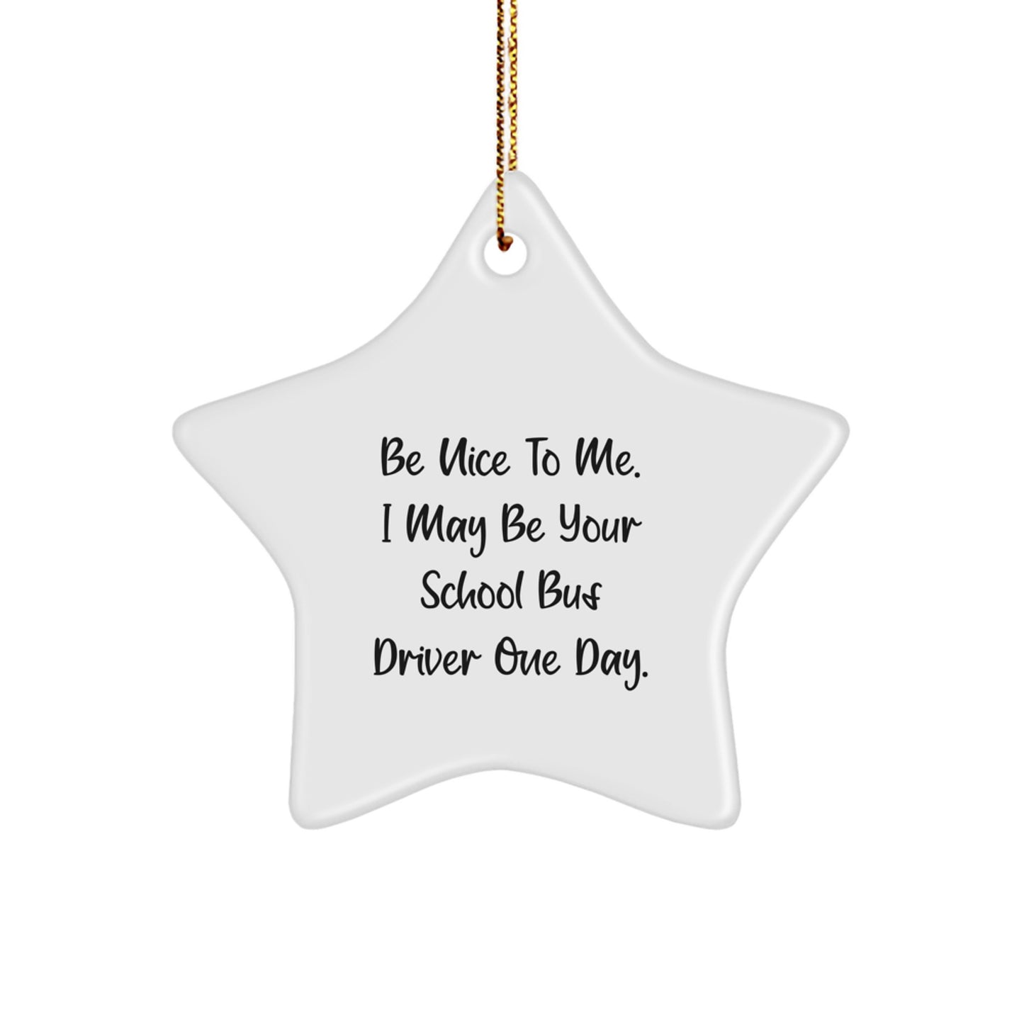 Funny School Bus Driver Gifts from Men to School Bus Driver, Star Ornament with Be Nice To Me Quote, Christmas Unique Ideas - Image 1