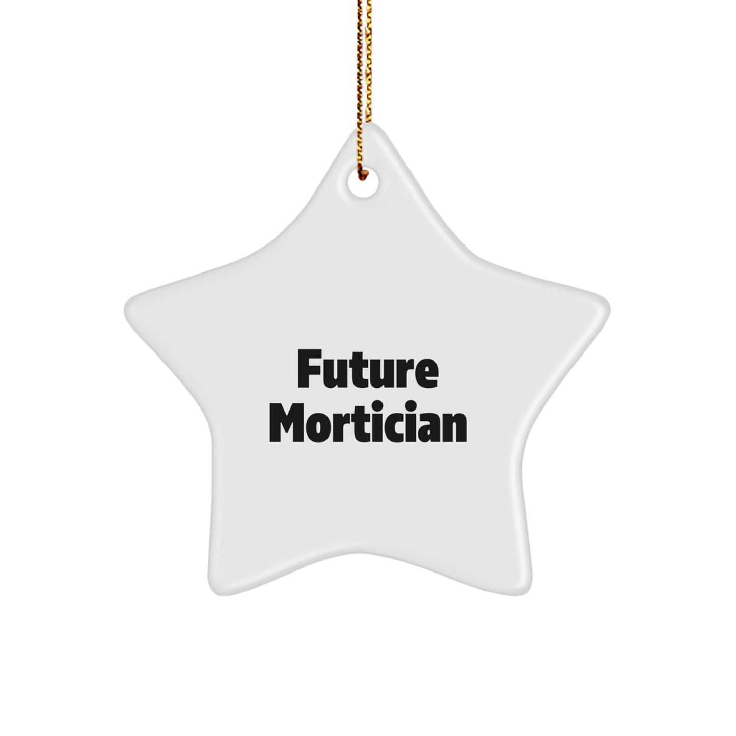 Funny Quote Future Mortician Gifts from Family for Mortician Christmas Unique Star Ornament, White Star Shaped Decorations, Durable MDF with Glossy Finish - Image 1