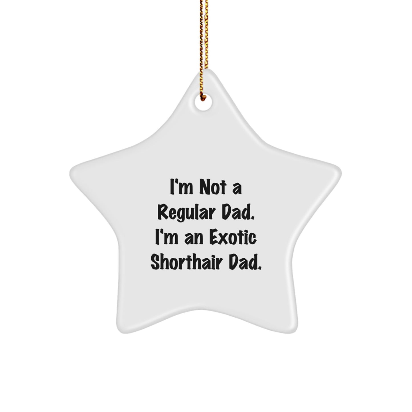 Funny Exotic Shorthair Cat Gifts for Dad, Star Ornament Christmas Unique Decor, 'I'm Not A Regular Dad. I'm An Exotic Shorthair Dad.', White Star Shape - Image 1