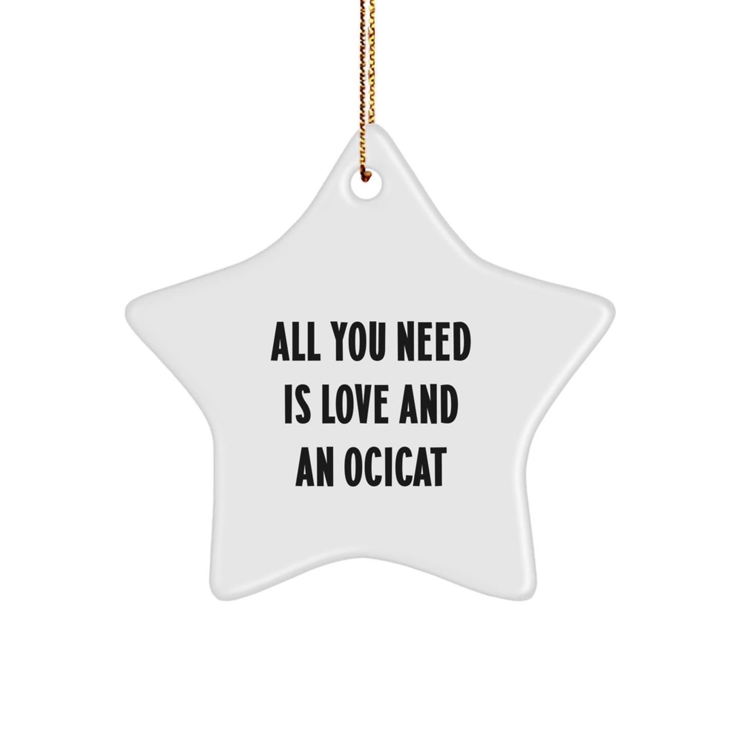 Ocicat Lovers Gifts from Family, Christmas Unique Star Ornament with Quote All You Need Is Love And An Ocicat, Gifts for Ocicat Enthusiasts, Funny Christmas Decorations - Image 1