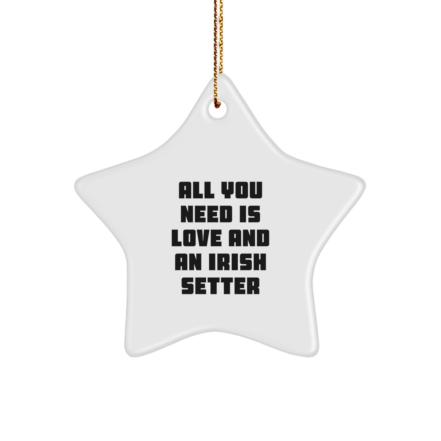 Funny Irish Setter Dog Gifts from Family for Men - All You Need Is Love And An Irish Setter Christmas Decorations, Star Ornament, White, 3.25" Tall - Image 1