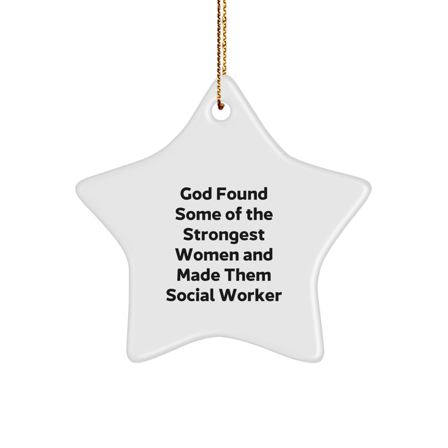 Funny Social Worker Star Ornaments from Friends - Christmas Unique Gifts for Social Worker Women - White Star Shaped MDF Ornaments - Image 1