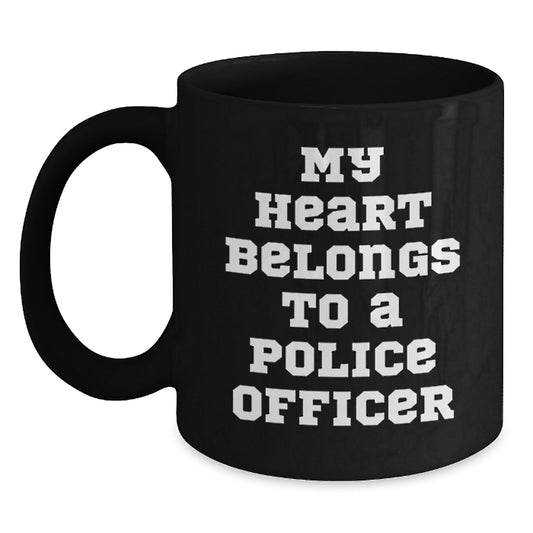 Funny Police Officer Gifts from Men to Police Officer - My Heart Belongs To A Police Officer Christmas Unique Mugs for Police Officers - Main