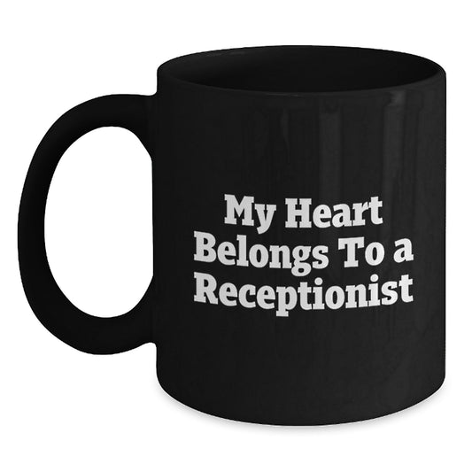 Funny Receptionist Gifts for Coworkers, Unique Black Coffee Mugs from Friends for Receptionist at Christmas - Main