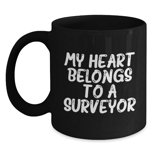 Funny Surveyor Gifts for Him, Surveyor Black Coffee Mug, Unique Christmas Unique Gifts from Friends to Family - Main