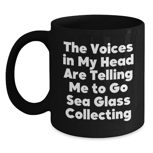 Funny Sea Glass Collecting Gifts from Friends and Family for Women and Men Black Coffee Mug Christmas Unique Finds - Main