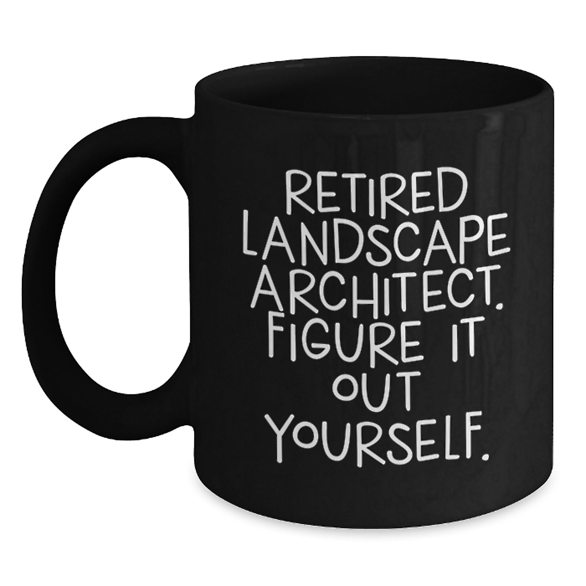 Landscape Architect Humor Gifts from Friends for Graduation Unique Black Coffee Mugs, 'Retired Landscape Architect. Figure It Out Yourself.' - Main