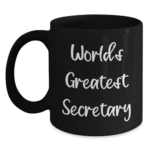 Funny Secretary Gift World's Greatest Quote Black Coffee Mug, Gifts for Secretary, Mother's Day Unique Gifts from Family - Main