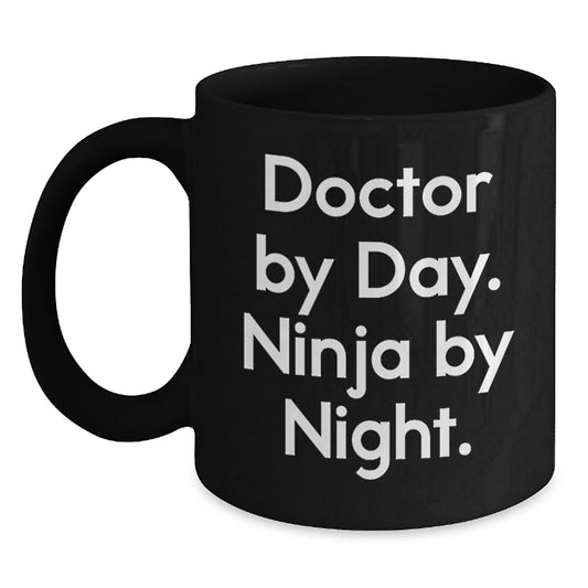Funny Doctor Gifts from Men, Doctor By Day. Ninja By Night. Black Coffee Mug for Christmas Unique Gifts - Main
