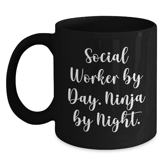 Funny Social Worker Gifts from Men Women Friends Coworkers Family for Social Workers Black Coffee Mug Christmas Unique Presents - Main