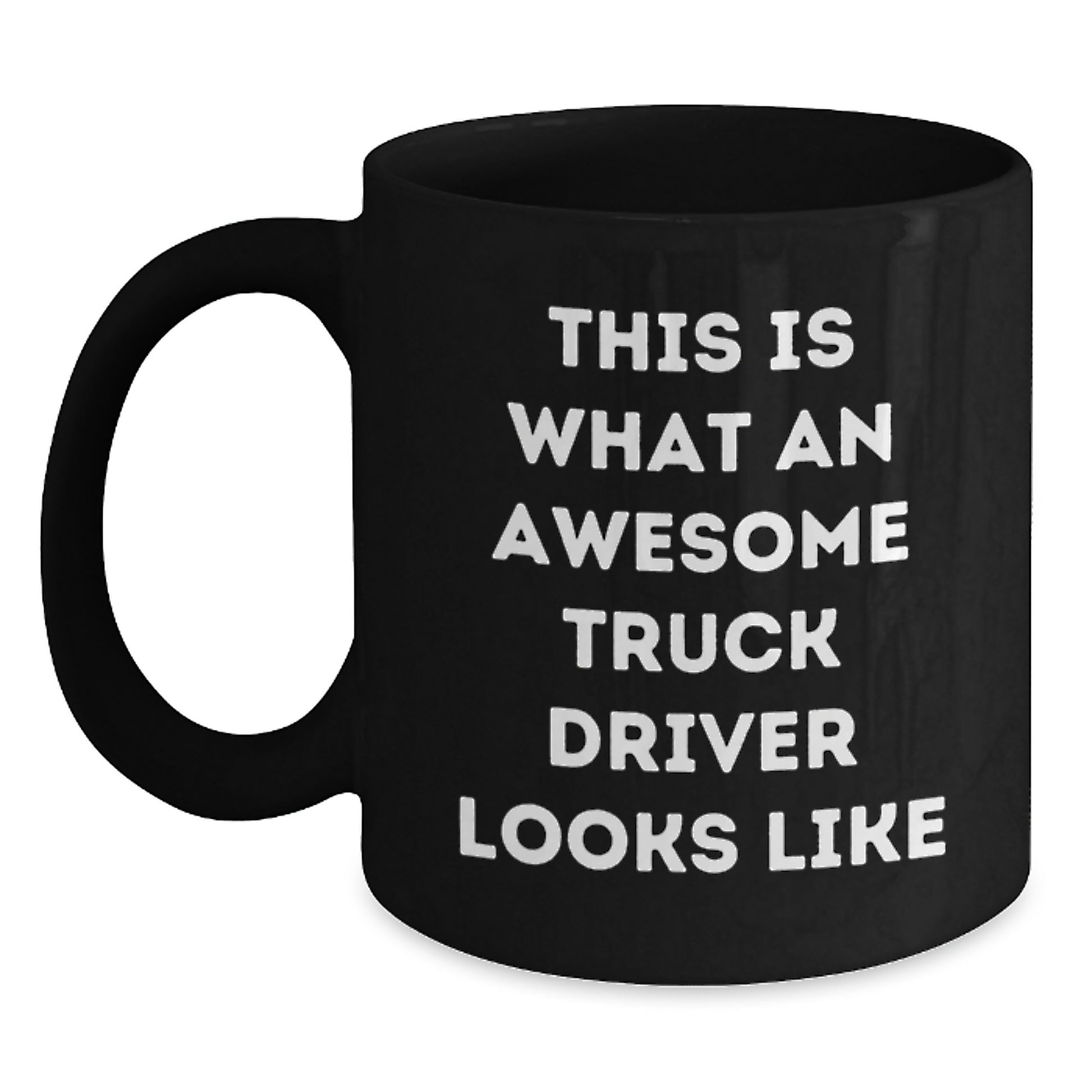 Funny Truck Driver Gifts from Friends - 'This Is What An Awesome Truck Driver Looks Like' Black Coffee Mug for Men, Unique Graduation Gifts - Main