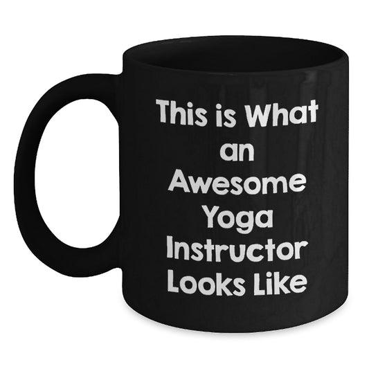 Christmas Unique Gifts for Yoga Instructor Men, Funny Quote Black Coffee Mug, Perfect for Yoga Friends from Family - Main