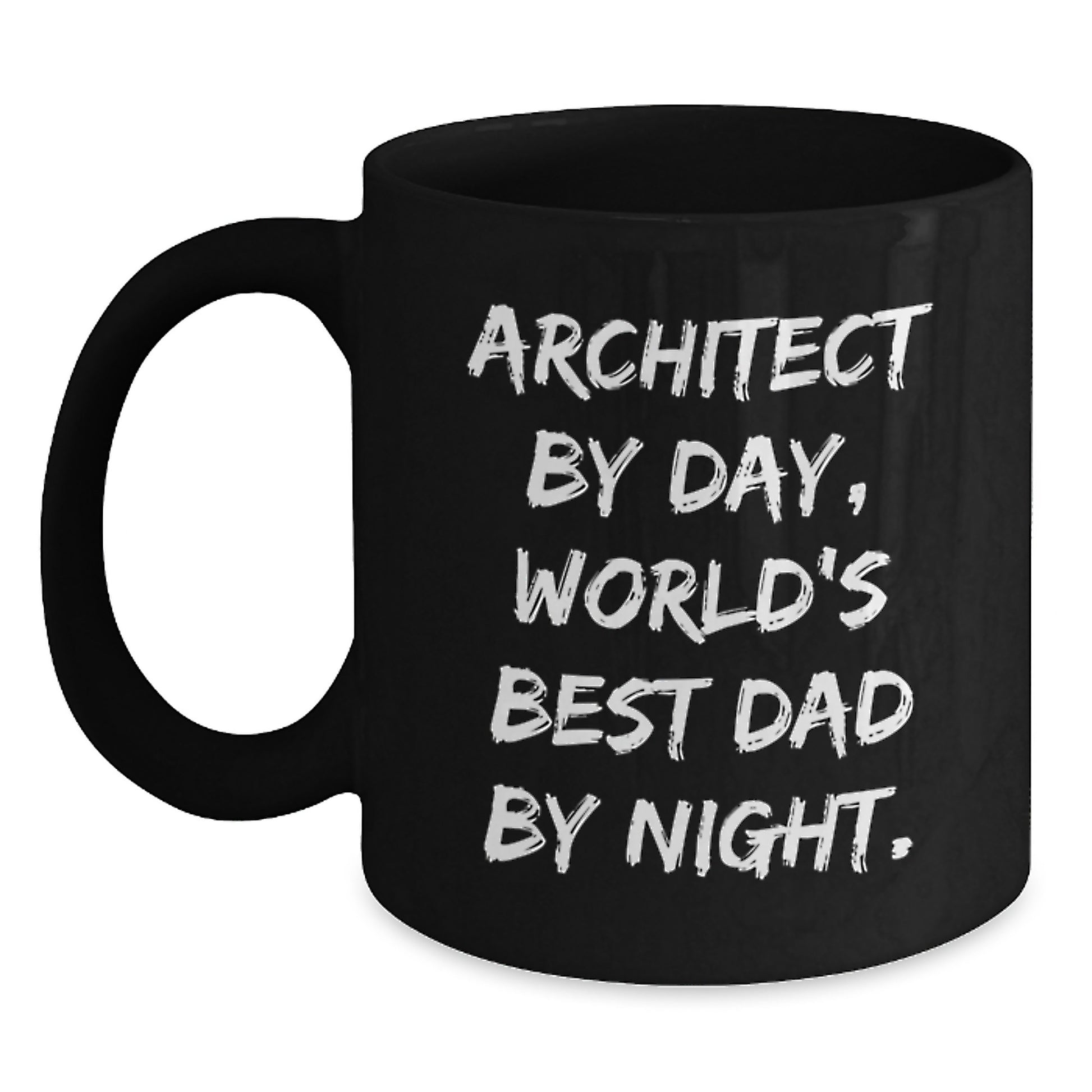 Funny Architect Gifts for Men - 'Architect By Day, World's Best Dad By Night.' Black Coffee Mug for Birthday - Main