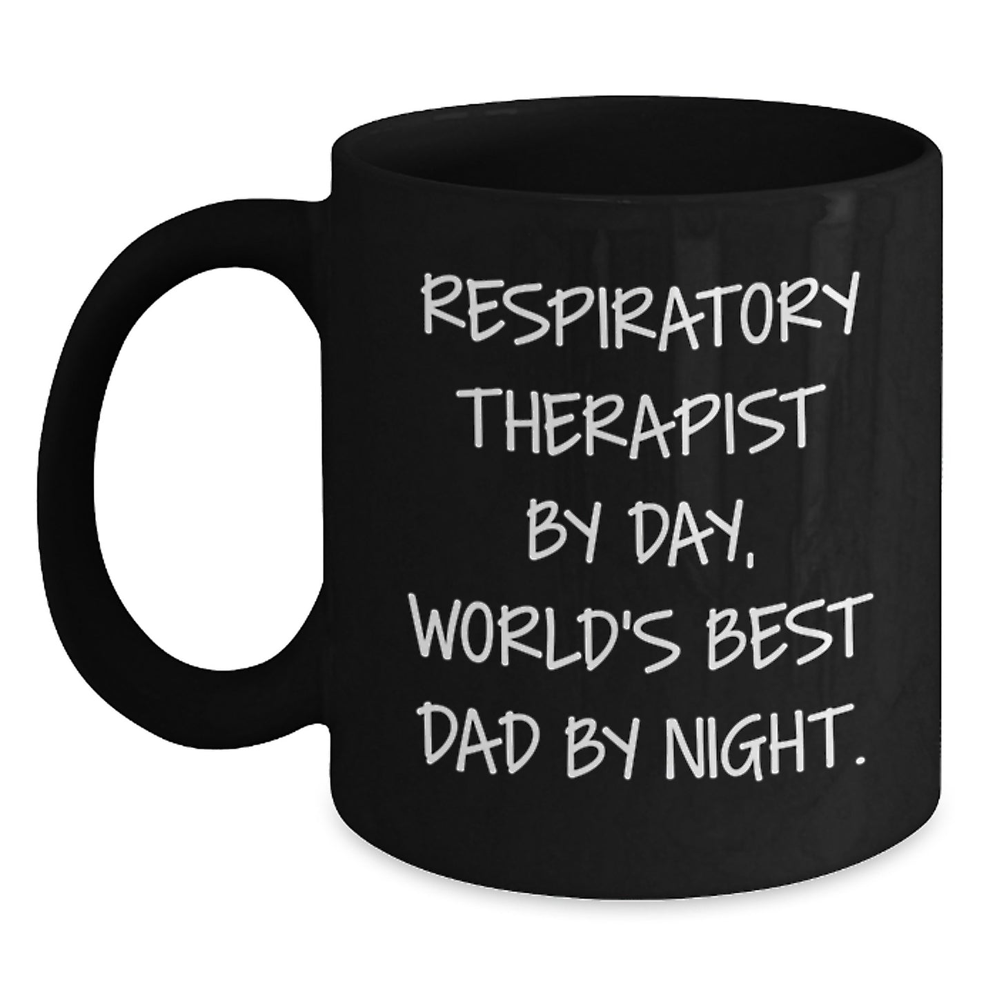 Respiratory Therapist Humor Gifts, Funny Black Coffee Mug by Day, World's Best Dad By Night - Gifts from Men to Respiratory Therapist for Birthday - Main