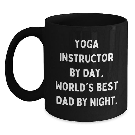 Yoga Instructor Gifts Funny Coffee Mugs for Men or Women Friends Coworkers Family - 'Yoga Instructor By Day, World's Best Dad By Night' Birthday Unique Gifts from Dad to Yoga Instructor - Main