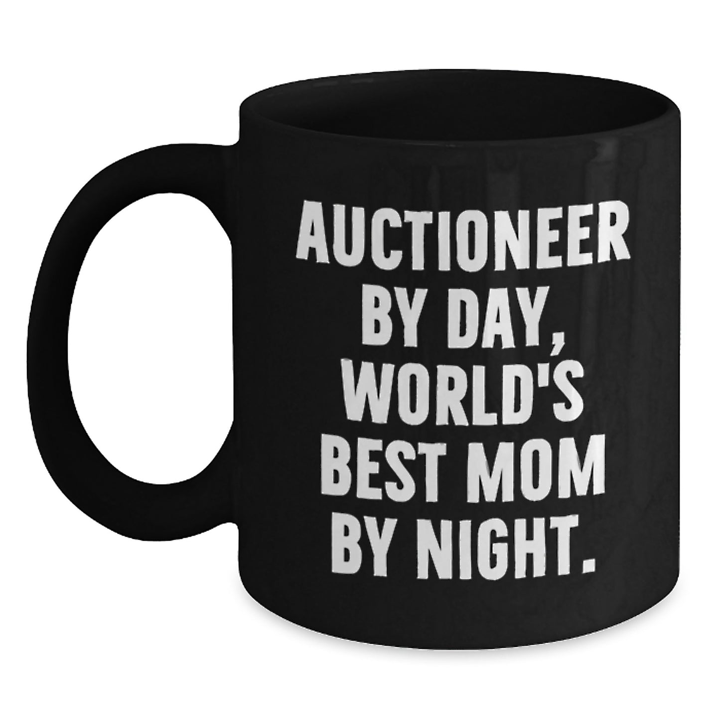 Funny Auctioneer Gifts from Men to Friends - World's Best Mom by Night Black Coffee Mug - Main